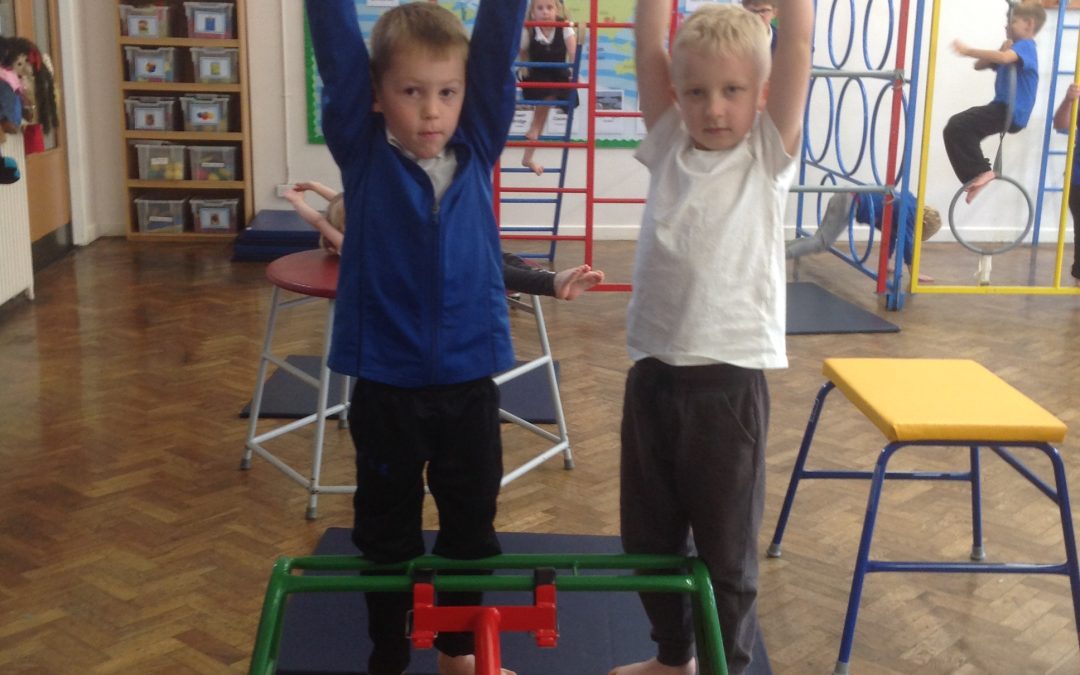 PE gymnsatics with apparatus